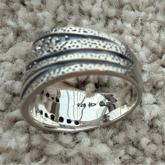 Silpada Organics Sterling Silver Band Ring R2035 with cubic zirconia, size 7.75 - Picture 4 of 4